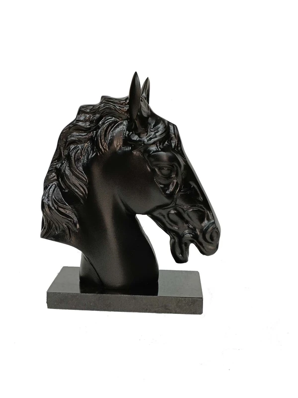 Zain R Creation Horse Head On Marble Base - H.9.5'' L.7.5''