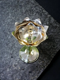 Sold By ZAIN R CREATION Brass Decorative Lotus Stand Diya - H.4.5'' Dia.3'' B.2.5''