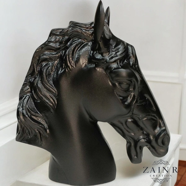 Sold By ZAIN R CREATION Horse Head for Home Decor - H.9'' L.7.5'', Black, Aluminium