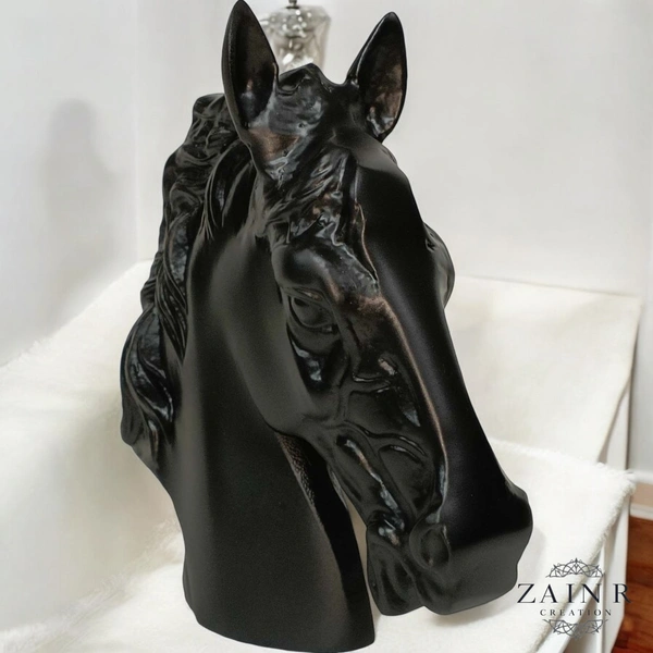 Sold By ZAIN R CREATION Horse Head for Home Decor - H.9'' L.7.5'', Black, Aluminium