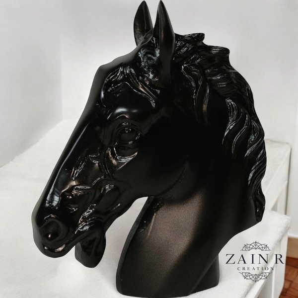 Sold By ZAIN R CREATION Horse Head for Home Decor - H.9'' L.7.5'', Black, Aluminium