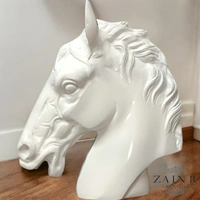 Sold By ZAIN R CREATION Horse Head for Home Decor - H.9'' L.7.5'', White, Aluminium