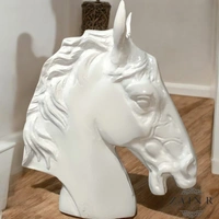Sold By ZAIN R CREATION Horse Head for Home Decor - H.9'' L.7.5'', White, Aluminium