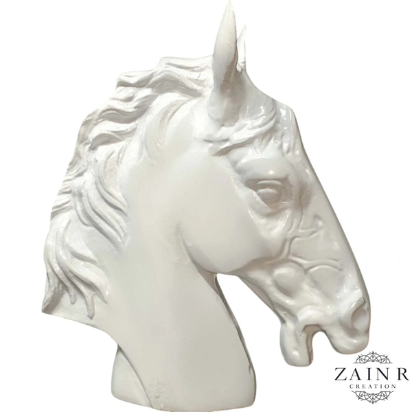 Sold By ZAIN R CREATION Horse Head for Home Decor - H.9'' L.7.5'', White, Aluminium