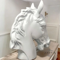 Sold By ZAIN R CREATION Horse Head for Home Decor - H.9'' L.7.5'', White, Aluminium