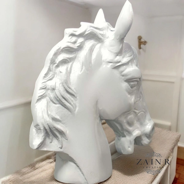 Sold By ZAIN R CREATION Horse Head for Home Decor - H.9'' L.7.5'', White, Aluminium