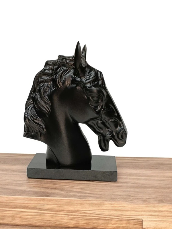 Sold By Zain R Creation Horse Head On Marble Base - H.9.5'' L.7.5''