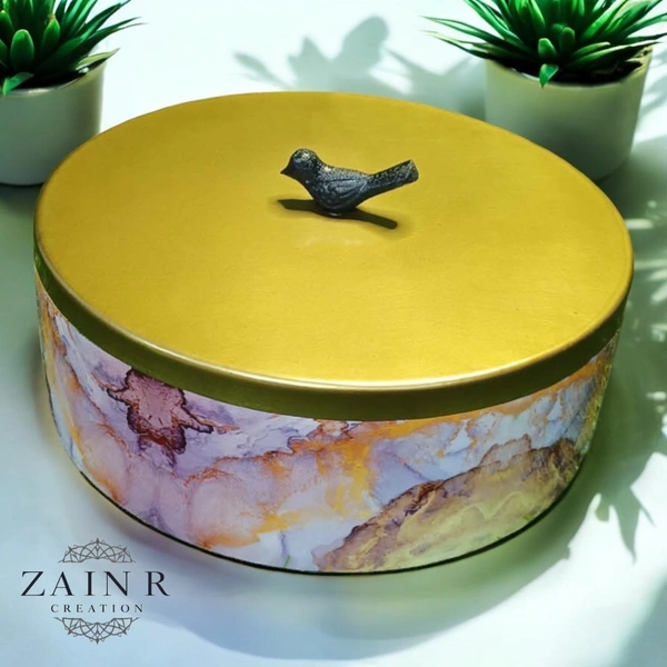 Sold By ZAIN R CREATION Roti Box - Dia.8'' H.2.5'', Enamel Coated, Wooden
