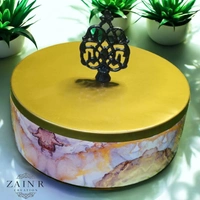 Sold By ZAIN R CREATION Roti Box - Dia.8'' H.2.5'', Enamel Coated, Wooden