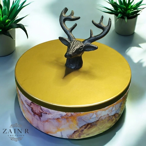 Sold By ZAIN R CREATION Roti Box - Dia.8'' H.2.5'', Enamel Coated, Wooden