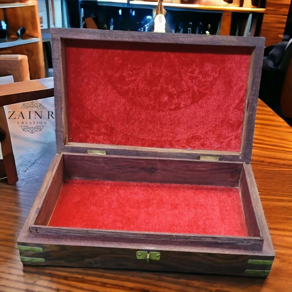 Sold By ZAIN R CREATION Jewellery Box Carving with Brass Inlay - 