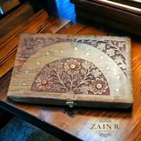 Sold By ZAIN R CREATION Jewellery Box Carving with Brass Inlay - 