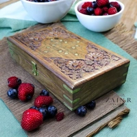 Sold By ZAIN R CREATION  Jewellery Box Carving with Brass Inlay - 