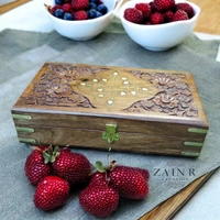 Sold By ZAIN R CREATION  Jewellery Box Carving with Brass Inlay - 