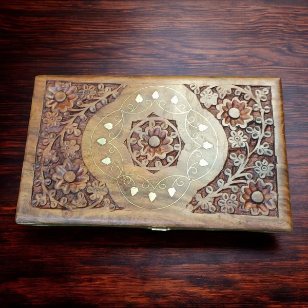 Sold By ZAIN HOME DECOR  Jewellery Box Carving with Brass Inlay