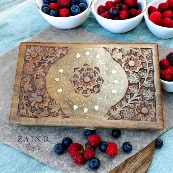 Sold By ZAIN R CREATION  Jewellery Box Carving with Brass Inlay