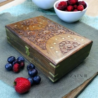 Sold By ZAIN R CREATION Jewellery Box Carving with Brass Inlay