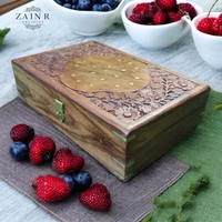 Sold By ZAIN R CREATION Jewellery Box Carving with Brass Inlay