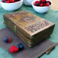 Sold By ZAIN R CREATION Jewellery Box Carving with Brass Inlay