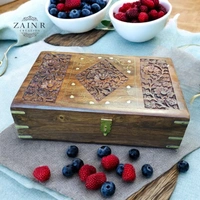 Sold By ZAIN R CREATION Jewellery Box Carving with Brass Inlay
