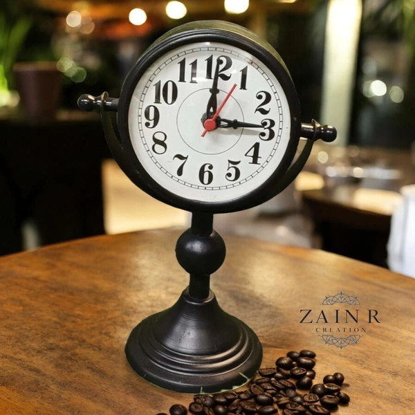 Sold By ZAIN R CREATION Table Clock for Office, Home Use - H.9.5'' L.6.5'' Base. 4''