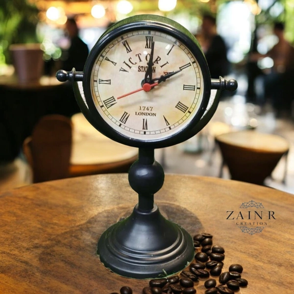 Sold By ZAIN R CREATION Table Clock for Office, Home Use - H.9.5'' L.6.5'' Base. 4''