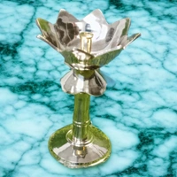 Sold By ZAIN R CREATION Brass Decorative Lotus Diya - H.4.5'' Dia.3'' B.2.5''