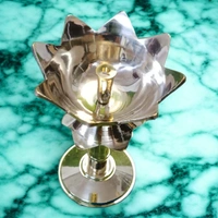 Sold By ZAIN R CREATION Brass Decorative Lotus Diya - H.4.5'' Dia.3'' B.2.5''