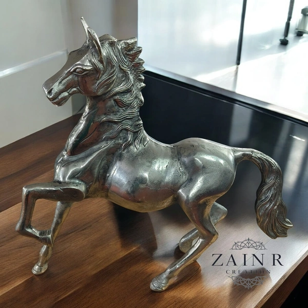 Sold By ZAIN R CREATION Decorative Standing Horse - L.24.5'' H.23'' W.5'', 6.200 kG, Aluminium