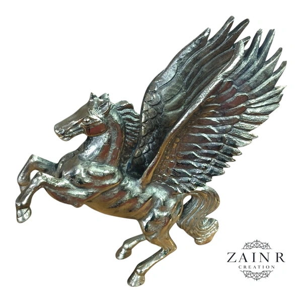 Sold By ZAIN R CREATION Decorative Flying Horse Angel Home Office Showpiece - H.12'' L.10'' W.3'', 1.750 Kg, Aluminium