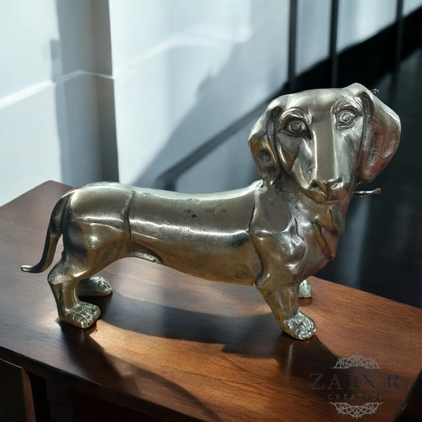 Sold By ZAIN R CREATION Decorative Sculptures of Short-Legged Dogs - L.17'' H.11'' W.6'', 3.500 Kg, Aluminium