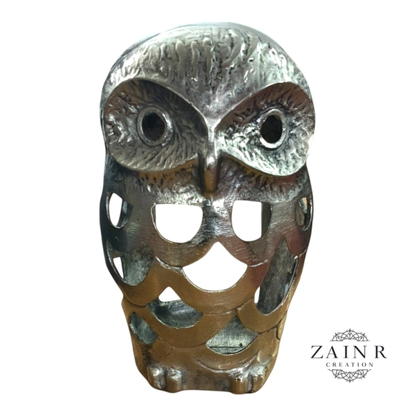 Sold By ZAIN R CREATION Decorative Owl Sculptures  - H.12'' L.7'' W.6'', 2.100 Kg, Aluminium