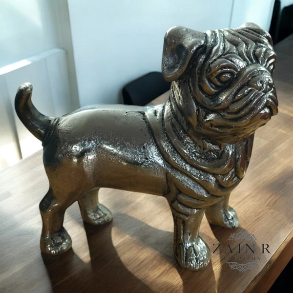 Sold By ZAIN R CREATION Decorative Sculptures of Standing Pug Dogs - L.7.5'' H.7'' W.3'', 1 Kg, Aluminium