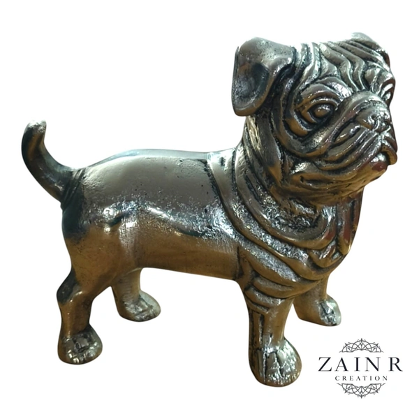 Sold By ZAIN R CREATION Decorative Sculptures of Standing Pug Dogs - L.7.5'' H.7'' W.3'', 1 Kg, Aluminium