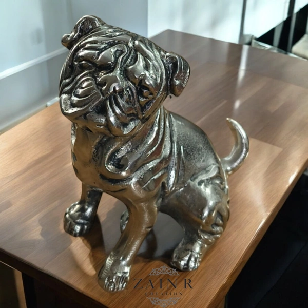 Sold By ZAIN R CREATION  Decorative Sculptures of Sitting Pug Dogs - H.6.5'' L.6.5'' W.4'', 1 Kg, Aluminium