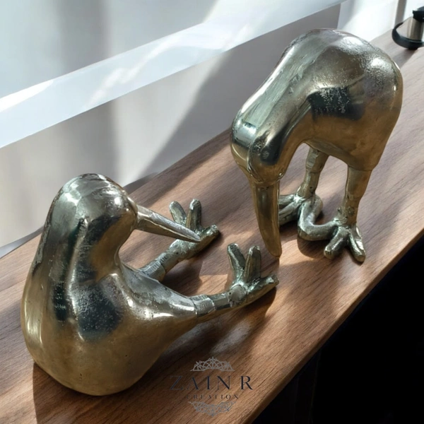 Sold By ZAIN R CREATION Decorative Sculptures of Kiwi Bird Pairs  - H.6'' L.5'' W.2.5'' / H.5'' L.5.5'' W.2.5'', 1.200 kG, Aluminium