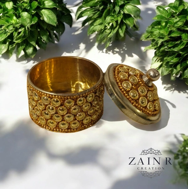 Sold By ZAIN R CREATION A Sindoor or Kumkum pot is a traditional container used to store sacred red powder - H.2'' B.2'', Brass