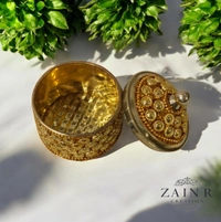 Sold By ZAIN R CREATION A Sindoor or Kumkum pot is a traditional container used to store sacred red powder - H.2'' B.2'', Brass