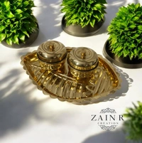 Sold By ZAIN R CREATION Spillbox Traditional Brass Kumkum/Sindoor Box holder for puja Thali- sangu with bowl Brass - L.5.5'' W.4'' H.1.77'', Brass