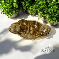 Sold By ZAIN R CREATION Spillbox Traditional Brass Kumkum/Sindoor Box holder for puja Thali- sangu with bowl Brass - L.5.5'' W.4'' H.1.77'', Brass