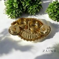 Sold By ZAIN R CREATION Spillbox Traditional Brass Kumkum/Sindoor Box holder for puja Thali- sangu with bowl Brass - L.5.5'' W.4'' H.1.77'', Brass