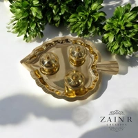 Sold By ZAIN R CREATION Leaf Shape Sindoor Pot - L.7.5'' W.5.11'' H.1.57'', Brass