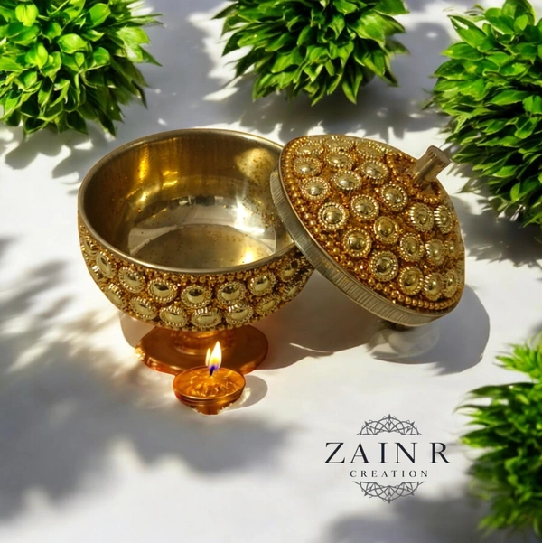Sold By ZAIN R CREATION A Sindoor or Kumkum pot is a traditional container used to store sacred red powder - H.2'' B.2'', Brass