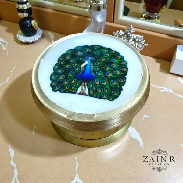 Sold By ZAIN R CREATION Brass Sindoor Box - L.1.77'' H.1'' B.1.57'', Polished, Brass