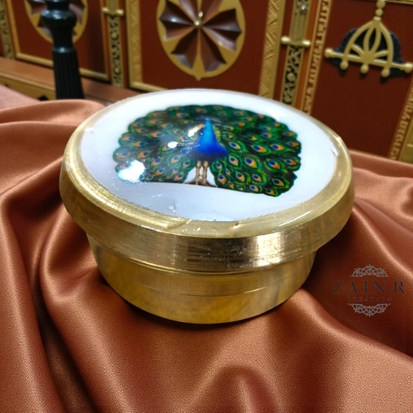 Sold By ZAIN R CREATION Brass Sindoor Box - L.1.77'' H.1'' B.1.57'', Polished, Brass