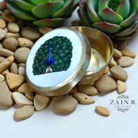 Sold By ZAIN R CREATION Brass Sindoor Box - L.1.77'' H.1'' B.1.57'', Polished, Brass