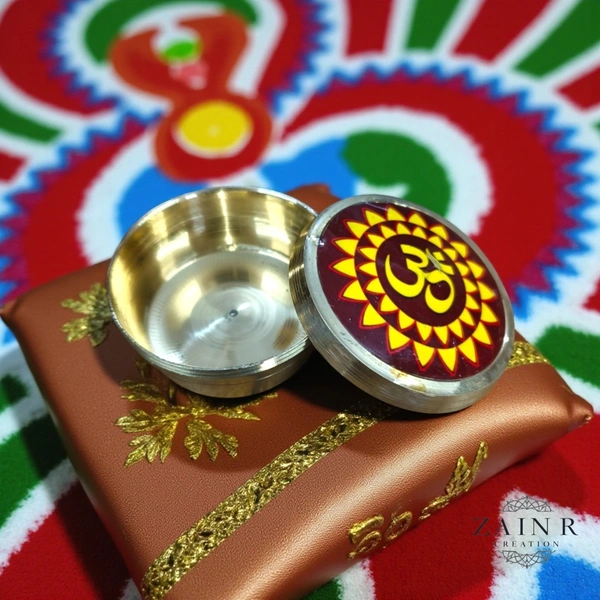 Sold By ZAIN R CREATION Brass Sindoor Box - L.1.77'' H.1'' B.1.57'', Polished, Brass