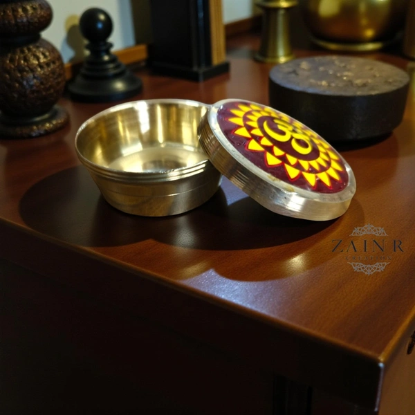 Sold By ZAIN R CREATION Brass Sindoor Box - L.1.77'' H.1'' B.1.57'', Polished, Brass