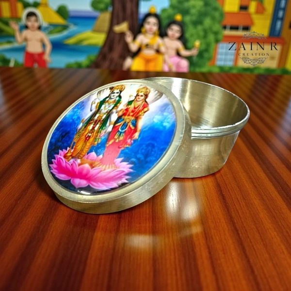 Sold By ZAIN R CREATION Brass Sindoor Box - L.1.77'' H.1'' B.1.57'', Polished, Brass