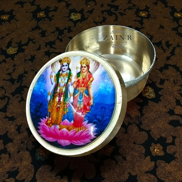 Sold By ZAIN R CREATION Brass Sindoor Box - L.1.77'' H.1'' B.1.57'', Polished, Brass